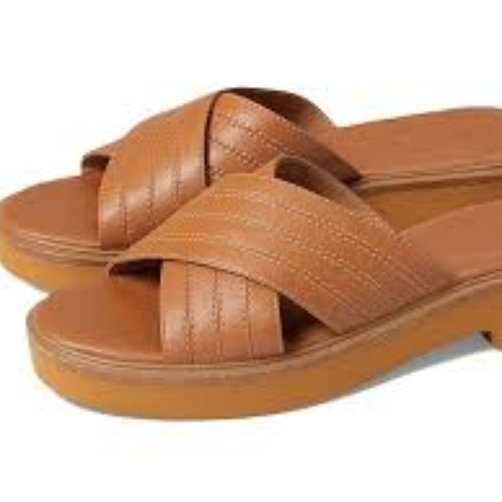 Madewell Alina Platform Criss Cross Straps Tan Sandals Size 6.5